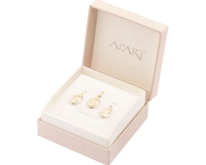 Złote kolczyki i zawieszka - komplet - kamea