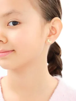 Złote kolczyki i zawieszka - komplet - konie