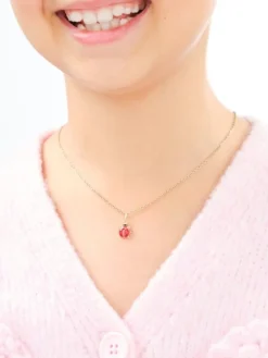 Złote kolczyki i zawieszka z emalią - komplet - biedronki