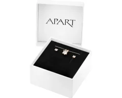 Złote kolczyki i zawieszka z cyrkonią - komplet