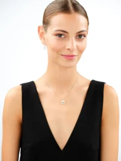 Złote kolczyki i zawieszka z kryształami syntetycznymi - komplet