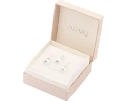 Złote kolczyki i zawieszka z kryształami syntetycznymi - komplet