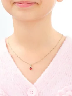 Złote kolczyki i zawieszka z emalią - komplet- biedronki