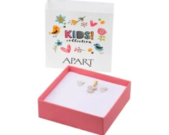 Złote kolczyki i zawieszka z emalią - komplet - misie koala