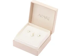 Złote kolczyki i zawieszka z emalią i cyrkoniami - komplet - serca