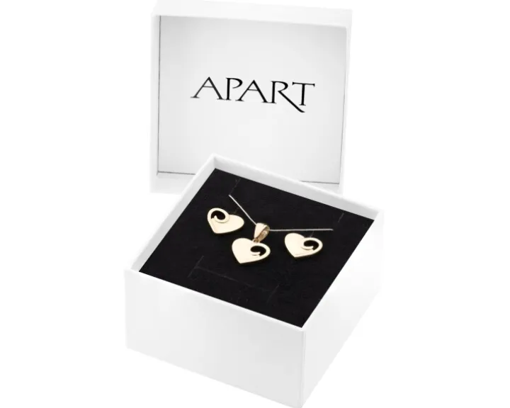 Złote kolczyki i zawieszka - komplet - serca