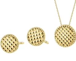 Złote kolczyki i zawieszka - komplet - koła