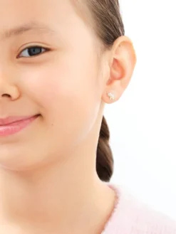 Złote kolczyki i zawieszka z emalią - komplet - jednorożce