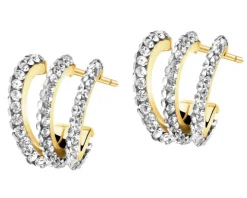 Złote kolczyki, szkło szlifowane