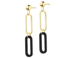 Złote kolczyki z agatami  - paper clip