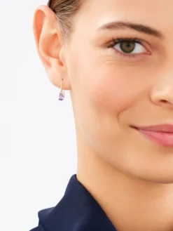 Złote kolczyki z ametystami syntetycznymi