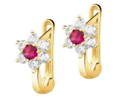 Złote kolczyki z cyrkoniami - kwiaty