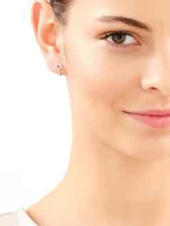 Złote kolczyki z cyrkoniami - kwiaty