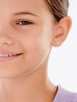 Złote kolczyki z cyrkoniami - motyle