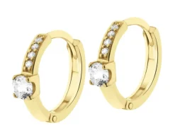 Złote kolczyki z cyrkoniami - koła, 12 mm