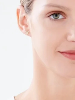 Złote kolczyki z cyrkoniami - serca