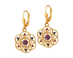 Złote kolczyki z cyrkoniami - rozety