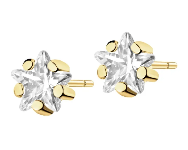 Złote kolczyki z cyrkoniami - gwiazdy