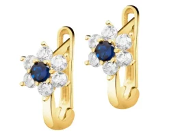 Złote kolczyki z cyrkoniami - kwiaty