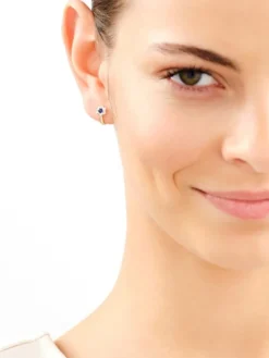 Złote kolczyki z cyrkoniami - kwiaty