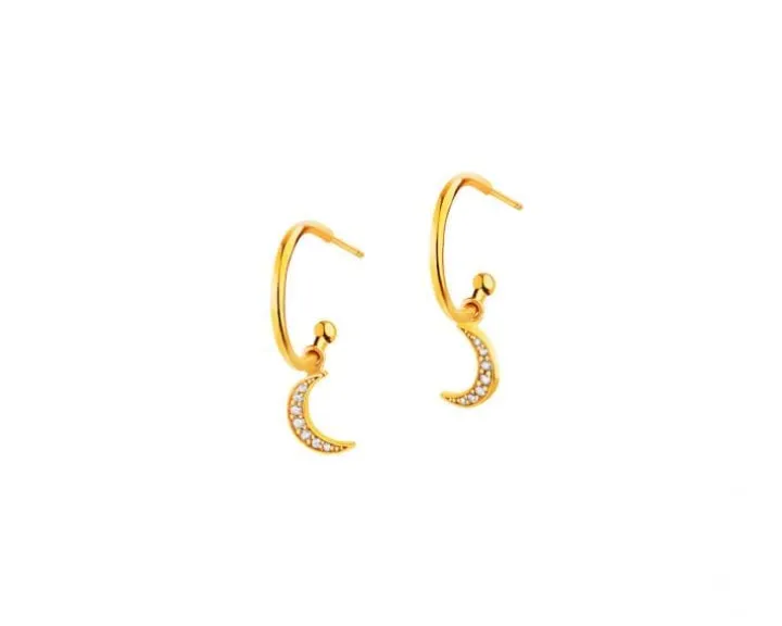 Złote kolczyki z cyrkoniami - Księżyce