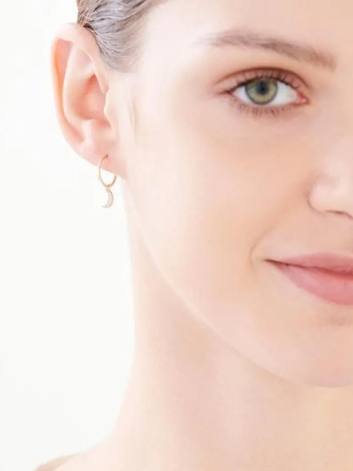 Złote kolczyki z cyrkoniami - Księżyce