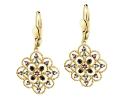 Złote kolczyki z cyrkoniami - rozety