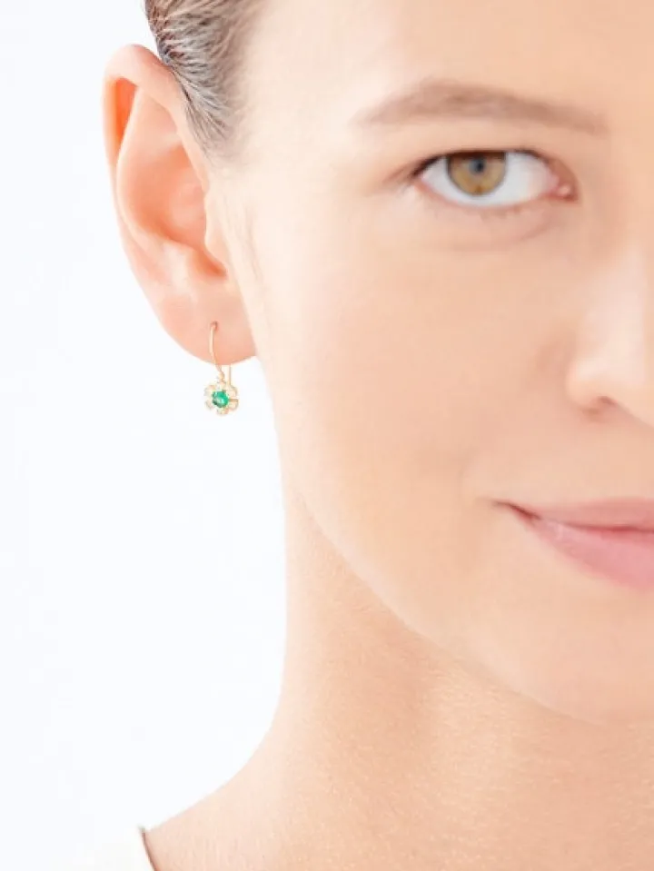 Złote kolczyki z cyrkoniami - kwiaty