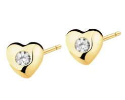 Złote kolczyki z cyrkoniami - serca
