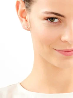 Złote kolczyki z cyrkoniami - serca