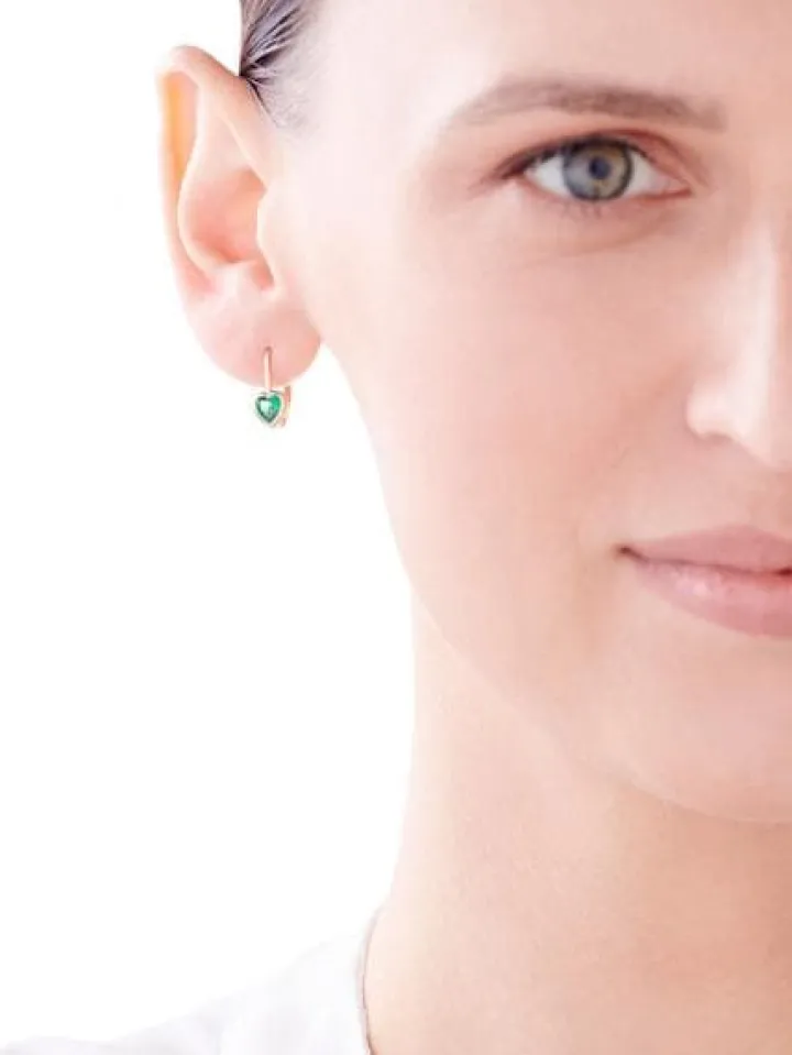 Złote kolczyki z cyrkoniami - serca