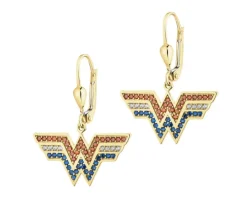 Złote kolczyki z cyrkoniami - DC, Wonder Woman, Warner Bros. Discovery