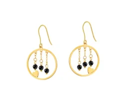 Złote kolczyki z cyrkoniami  - koła, serca