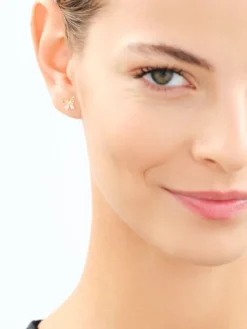 Złote kolczyki z cyrkoniami - motyle