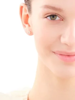 Złote kolczyki z cyrkoniami - kwiaty