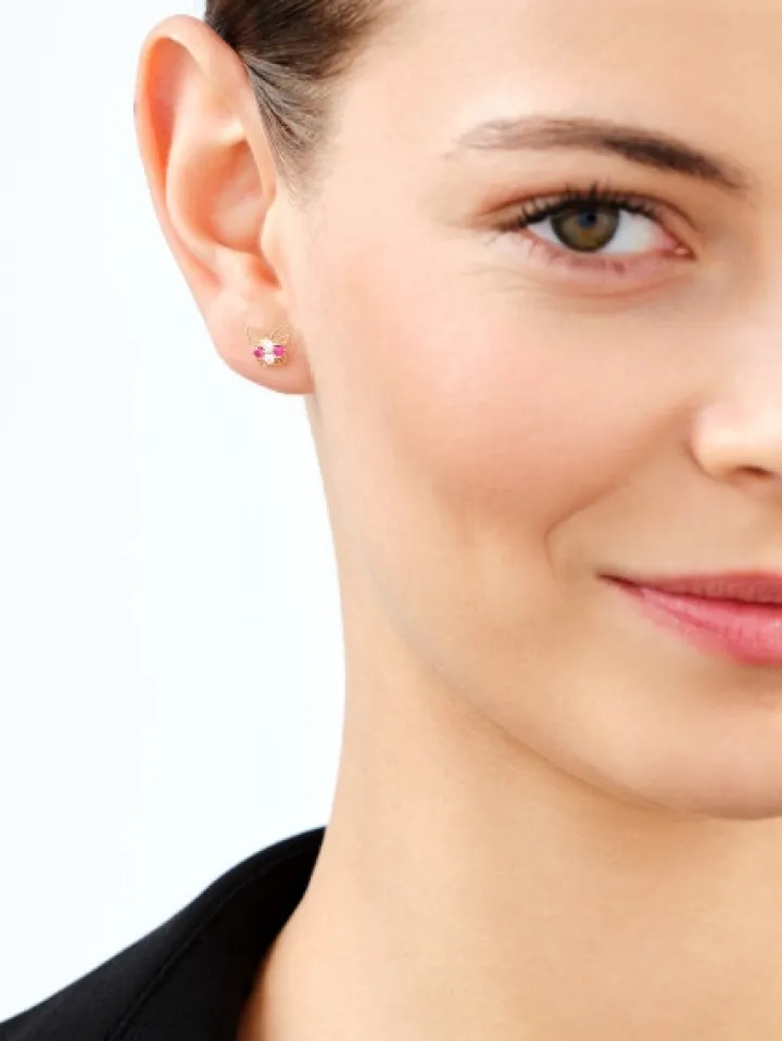 Złote kolczyki z cyrkoniami - motyle