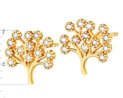 Złote kolczyki z cyrkoniami - drzewka