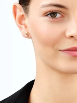 Złote kolczyki z cyrkoniami - serca