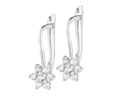 Złote kolczyki z cyrkoniami - kwiaty