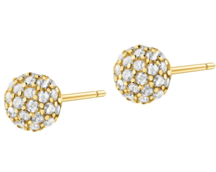 Złote kolczyki z cyrkoniami - kulki