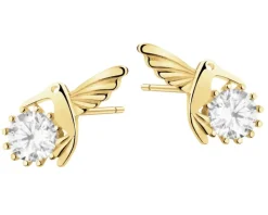Złote kolczyki z cyrkoniami - kolibry