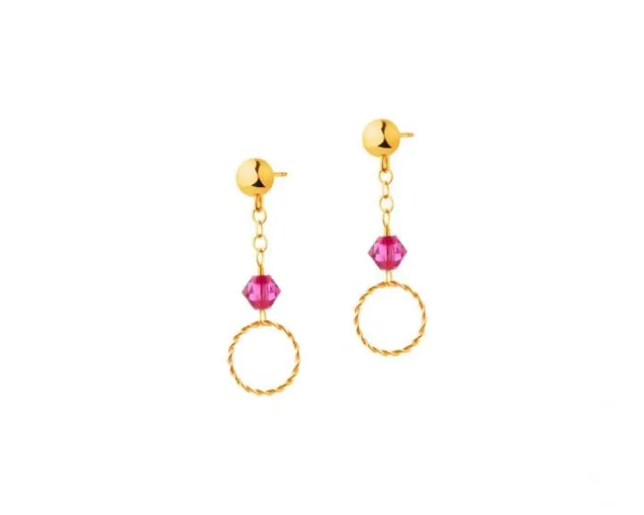 Złote kolczyki z cyrkoniami - kółka