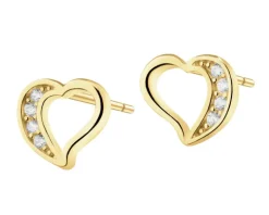 Złote kolczyki z cyrkoniami - serca