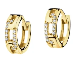 Złote kolczyki z cyrkoniami - koła