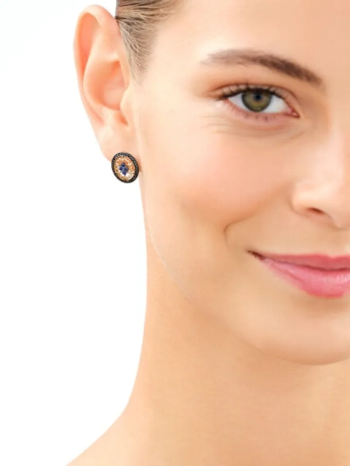 Złote kolczyki z cyrkoniami - rozety