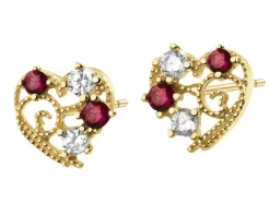 Złote kolczyki z cyrkoniami - serca