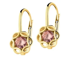 Złote kolczyki z cyrkoniami - kwiaty