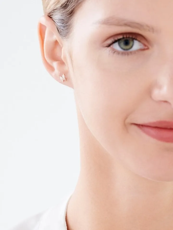 Złote kolczyki z cyrkoniami - motyle