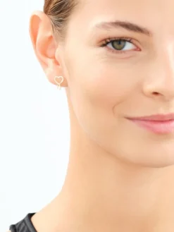 Złote kolczyki z cyrkoniami - serca