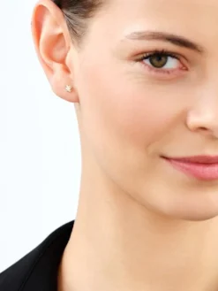 Złote kolczyki z cyrkoniami - kwiaty